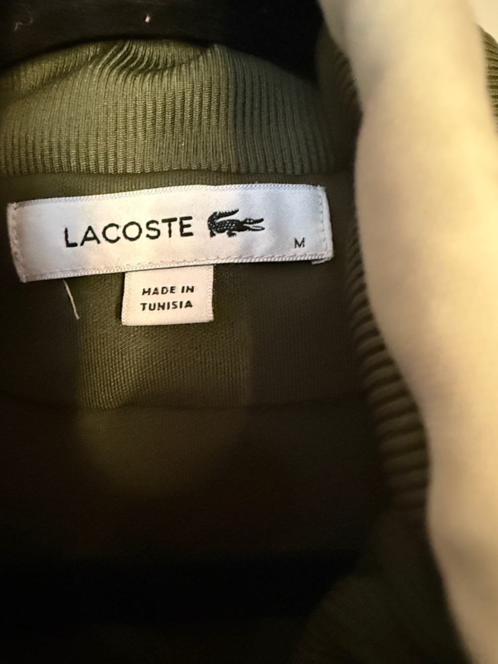 Lacoste Olive Green Full Zip Track Jacket Men’s Medium White Zip Minimal Sport - Picture 2 of 10